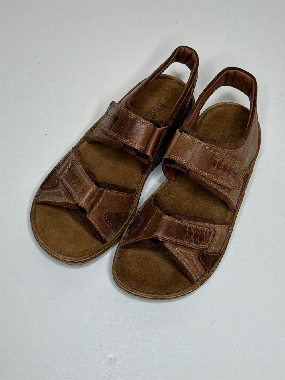 Josef Seibel Brown Leather Men's Raul 19 Adjustable Sandals 42